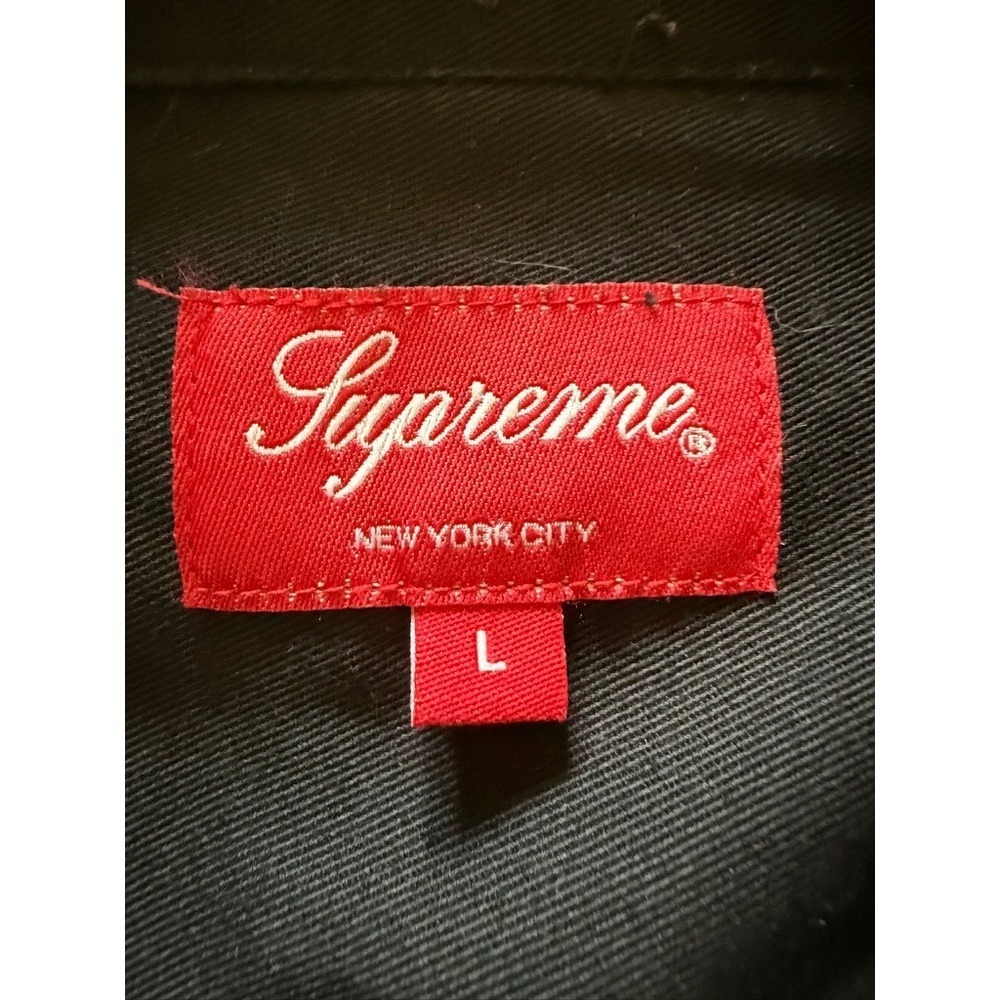 Supreme Black Long Sleeve Work Shirt Men's Size Large Chest Logo Two Pocket - Picture 3 of 6